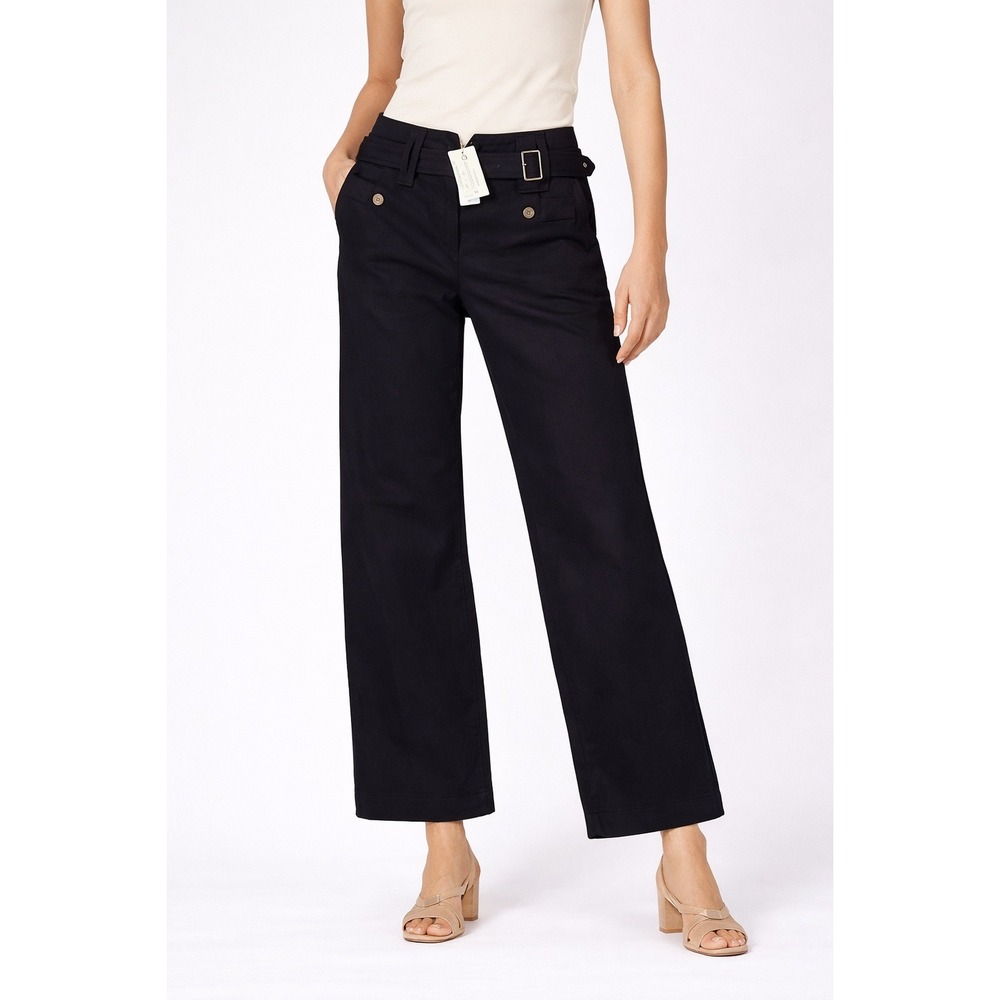 Topshop Moto Black Belted Wide Leg Pants Size 6 28" Inseam NWT‎